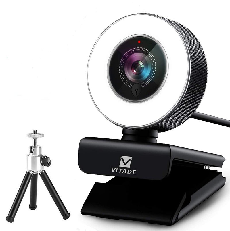 VITADE Streaming Webcam 1080P, 960A HD Web Camera USB Web Cam for Gaming Conferencing Video Chatting Mac Windows Desktop Computer Laptop Wide Angle Webcam with Ring Light & Microphone & Tripod - Image 1